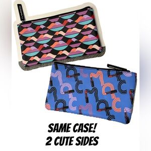 MAC cosmetics makeup pouch lipsticks on one side and lips on the other colorful